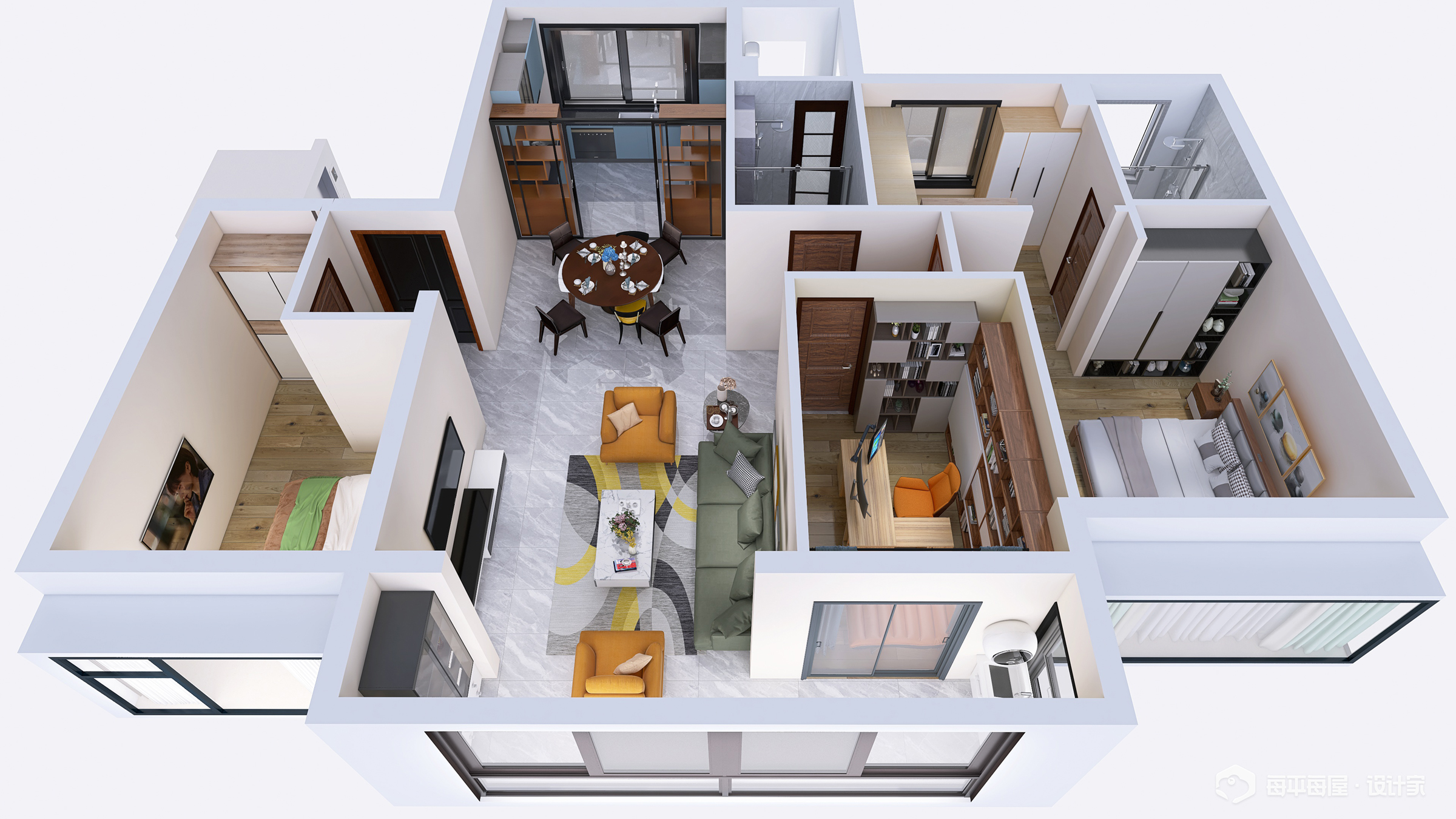 三维立体房屋户型图图片